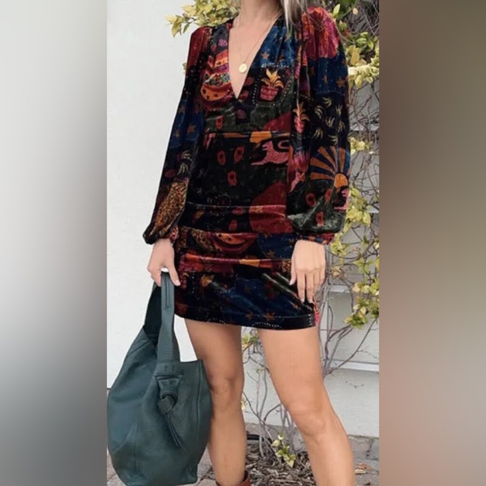 NWT Farm Rio Crazy Mix Velvet Mini Dress M Medium New with Tags